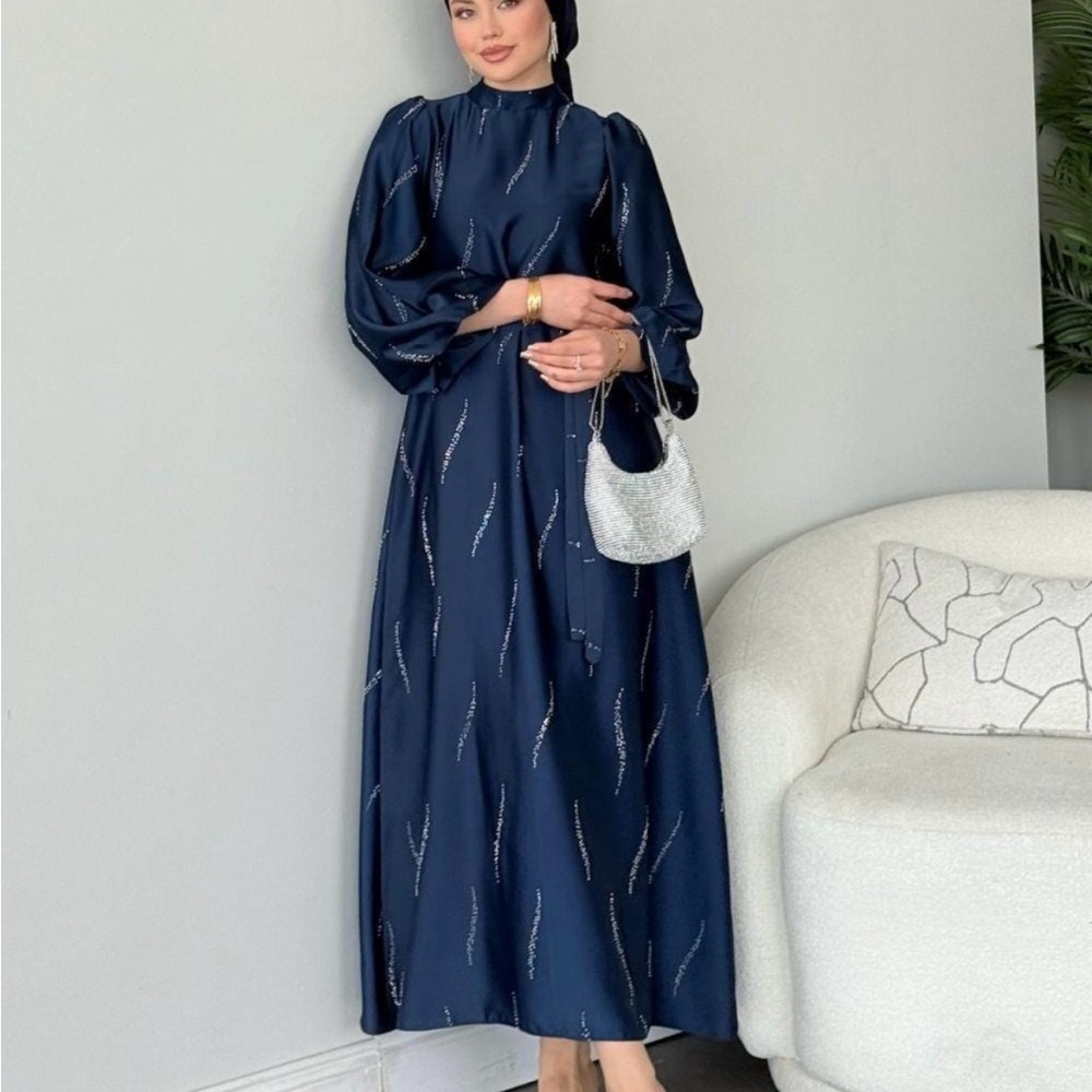 Chic Navy Blue High Low Dress